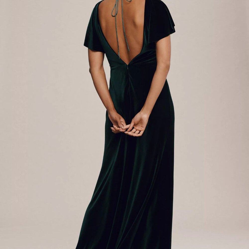 Jenny Yoo Ellis Emerald Velvet Dress sz 8